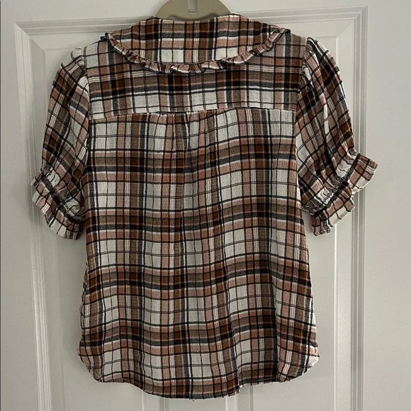 Pilcro Plaid Button Down Shirt - Brown and White - Picture 7 of 8